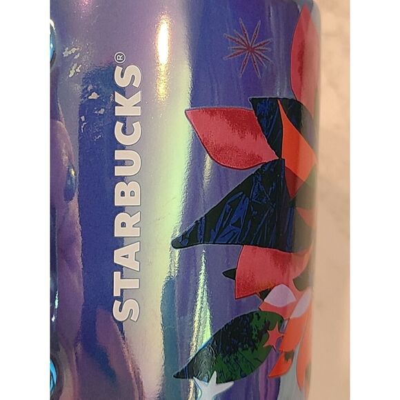 Starbucks Holiday 2023 Ceramic Coffee Mug Iridescent Poinsettia Flowers 14 oz. - Picture 7 of 8